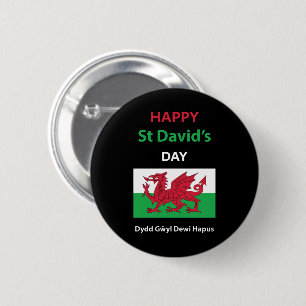 Happy St David's Day Dydd Gŵyl Dewi Hapus 6 Cm Round Badge