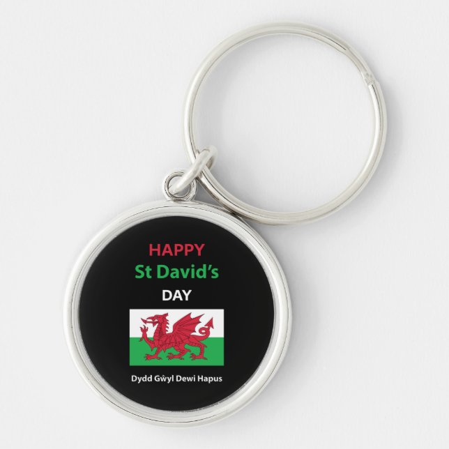Happy St David's Day Dydd Gŵyl Dewi Hapus Key Ring (Front)