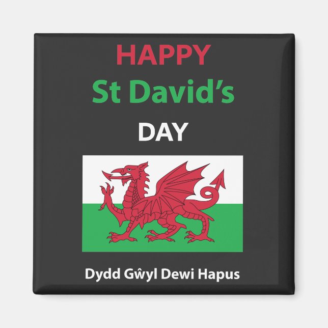 Happy St David's Day Dydd Gŵyl Dewi Hapus Magnet (Front)