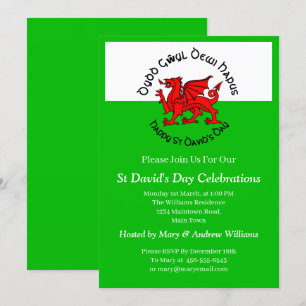 Happy St Davids Day in Celtic Style Invitation