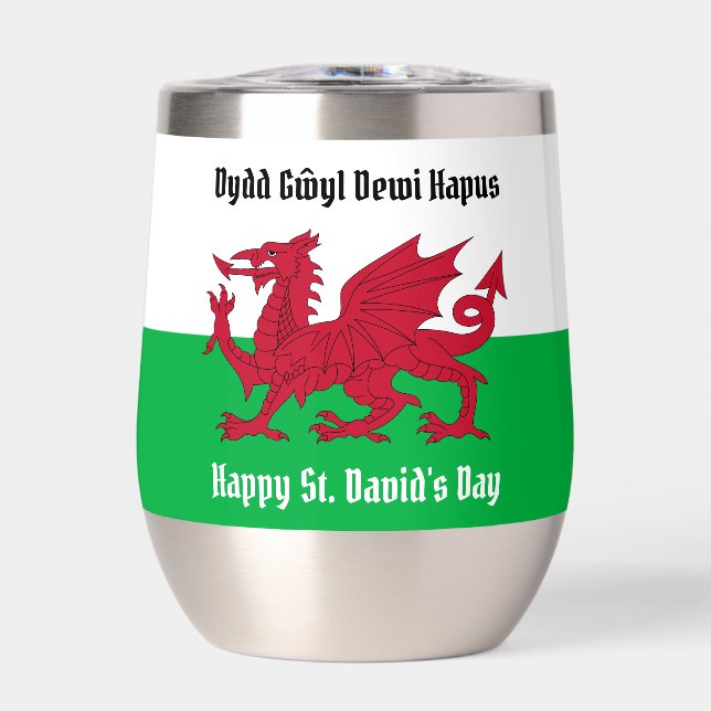 Happy St. David's Day Red Dragon Welsh Flag (Front)