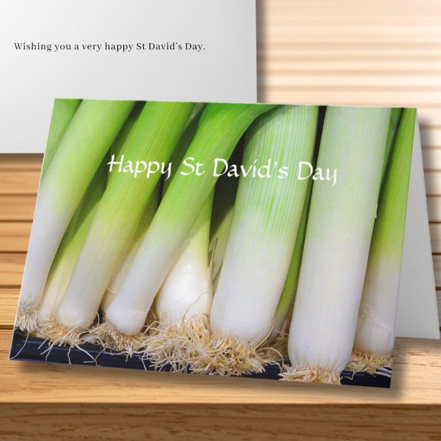 Happy St David's Day Welsh Leeks Personalized Card (All text is editable and can be amended as required)