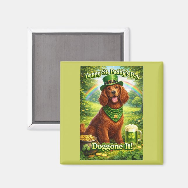 Happy St. Paddy's Day Cute Irish Setter  Magnet (Front/Back)
