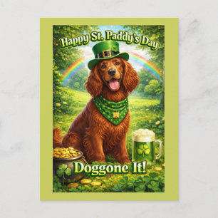 Happy St. Paddy's Day Cute Irish Setter  Postcard