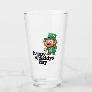 Happy St. Paddys Day Laughing Leprechaun Beer  Glass