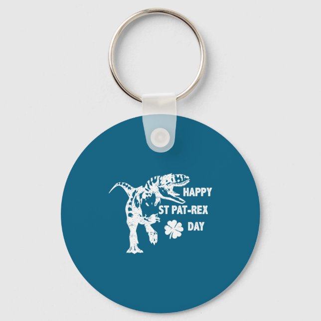 Happy St. Pat-rex Day Funny T-rex Dinosaur St Patr Key Ring (Front)