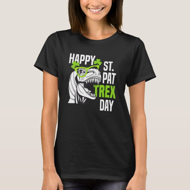 Happy St Pat Rex Day Funny Toddler Kids Dino Saint T-Shirt (Front)