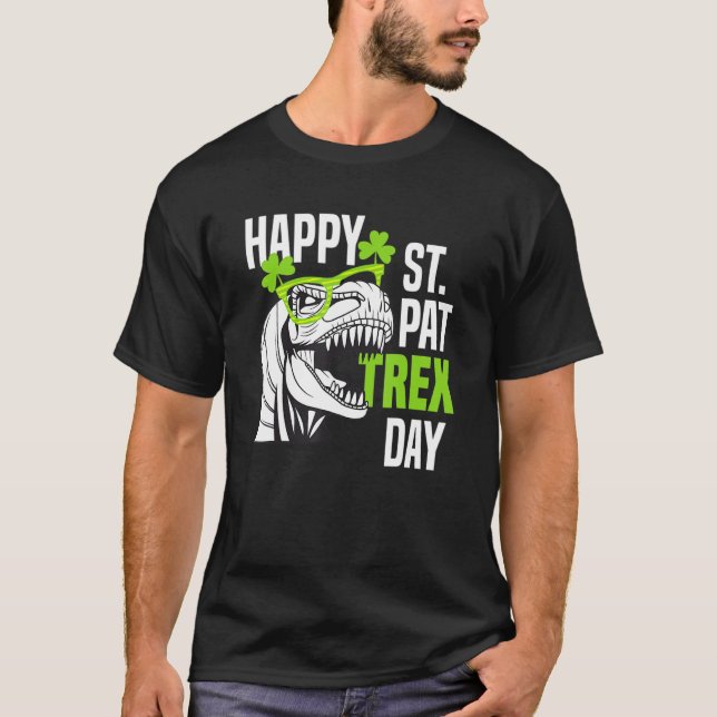 Happy St Pat Rex Day Funny Toddler Kids Dino Saint T-Shirt (Front)