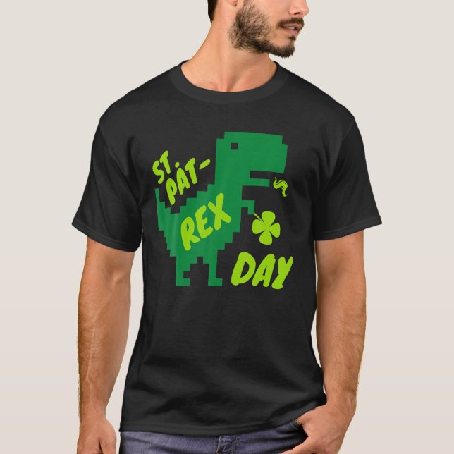Happy St Pat-Rex Day, Pat-Rex Dinosaur, St Patrick T-Shirt (Front)