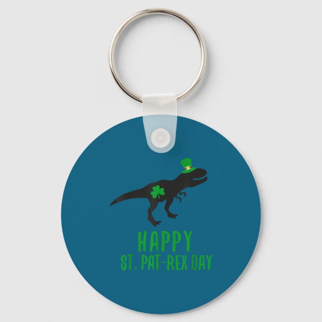 Happy st. pat-rex day st. patricks day dinosaur key ring (Front)