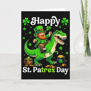 Happy St Pat-rex Day St Patricks Day Leprechaun Ri Card