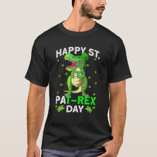Happy St Pat Rex Dinosaur Dino Saurus Irish Shamro T-Shirt