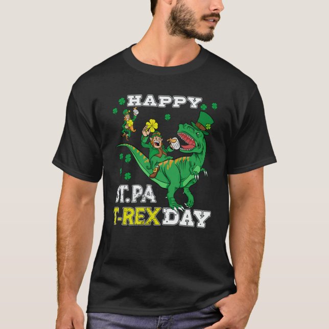 Happy St Pat Rex Saint Patrick's Day Leprechaun Di T-Shirt (Front)