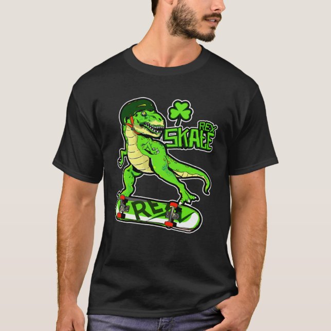 Happy St Pat SkateT Rex  Skater Rex St Patrick s D T-Shirt (Front)