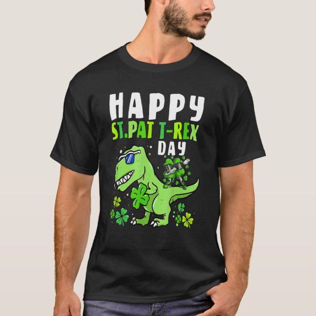 Happy St Pat T Rex Dabbing Shamrock St Patrick's D T-Shirt (Front)