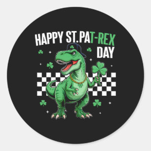 Happy St Pat T-rex Day Boys Kids Dinosaur St Patri Classic Round Sticker