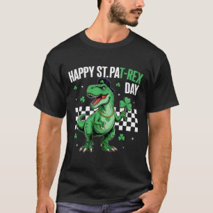 Happy St Pat T-rex Day Boys Kids Dinosaur St Patri T-Shirt