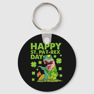 Happy St Pat T-rex Day Dinosaur St Patricks Day Bo Key Ring