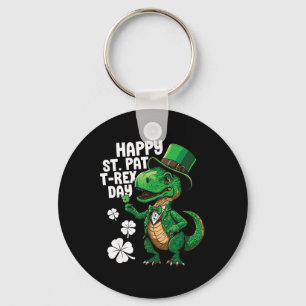 Happy St Pat T-rex Day St Patricks Day Dinosaur Di Key Ring