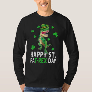 Happy St Pat T Rex Saint Patrick's Day Dinosaur Bo T-Shirt