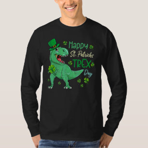 Happy St Pat T Rex Saint Patrick's Day Dinosaur Bo T-Shirt