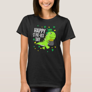 Happy St Pat T Rex Saint Patrick's Day Dinosaur Bo T-Shirt