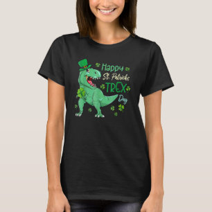 Happy St Pat T Rex Saint Patrick's Day Dinosaur Bo T-Shirt
