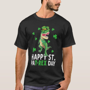 Happy St Pat T Rex Saint Patrick's Day Dinosaur Bo T-Shirt