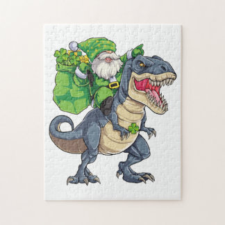 Happy St Pat T Rex Saint Patrick's Day Leprechaun  Jigsaw Puzzle