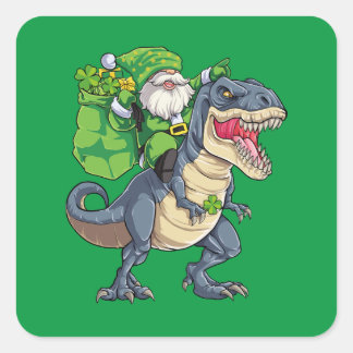 Happy St Pat T Rex Saint Patrick's Day Leprechaun  Square Sticker