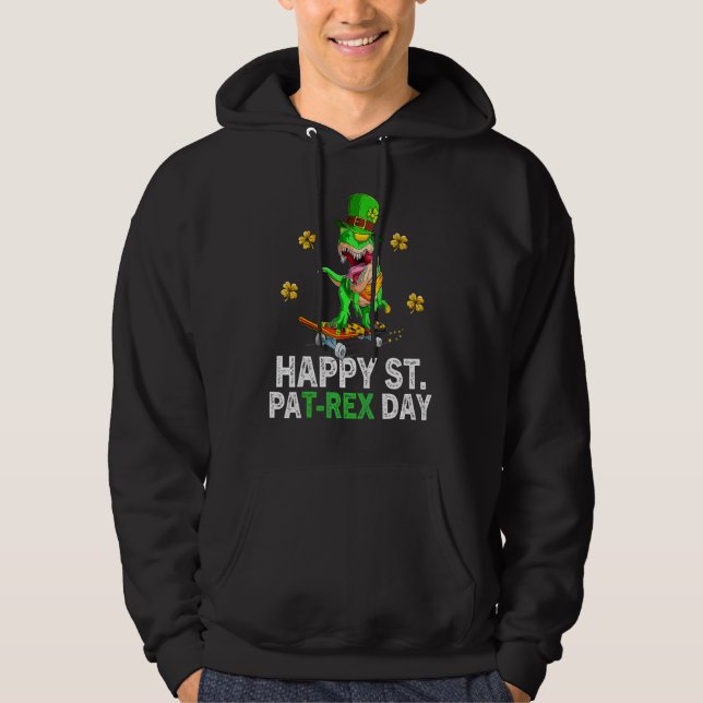 Happy St Pat Trex Day  Dino St Patricks Day Toddle Hoodie (Front)