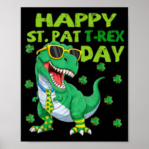 Happy st pat trex day dino st patricks day toddler poster