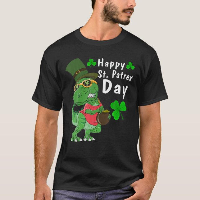 Happy St Pat Trex Day Dino St Patricks Day Toddler T-Shirt (Front)