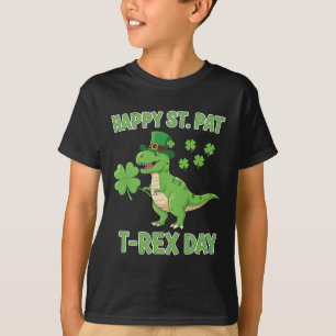 Happy St Pat Trex Day Funny Dinosaur Shamrock Luck T-Shirt
