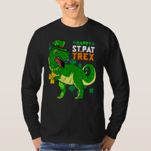 Happy St Pat Trex Day Saint Patrick Dinosaur Boys T-Shirt