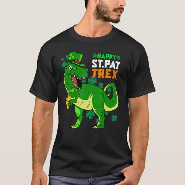Happy St Pat Trex Day Saint Patrick Dinosaur Boys  T-Shirt (Front)