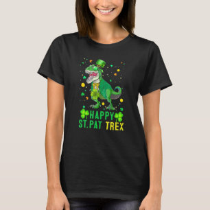 Happy St Pat Trex Day Saint Patrick Dinosaur Boys T-Shirt