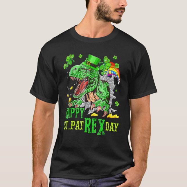 Happy St Pat Trex Day Saint Patrick Dinosaur Boys  T-Shirt (Front)