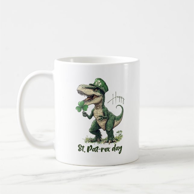 Happy St. PatREX Day dinosaur st. Patrick’s day Coffee Mug (Left)