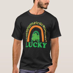 Happy St Patrick Day Graphic Lucky Rainbow Shamroc T-Shirt
