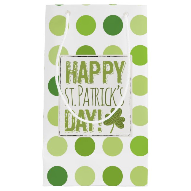 Happy St. Patrick Day Green Dotted Gift Bag (Front)