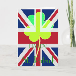 Happy St. Patrick Irish Shamrock UK Flag Funny Card