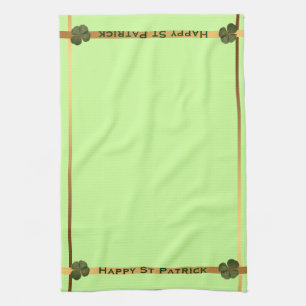 Happy St Patrick R4 leaves Clover Kitchen Towel 3