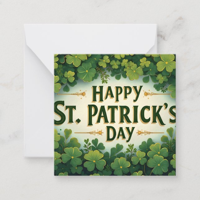 Happy St. Patrick’s Day Clover Art Card (Front)