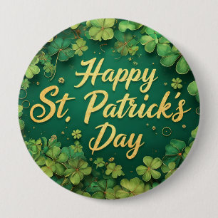 Happy St. Patrick’s Day Clover Design 10 Cm Round Badge