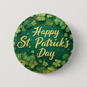 Happy St. Patrick’s Day Clover Design 6 Cm Round Badge