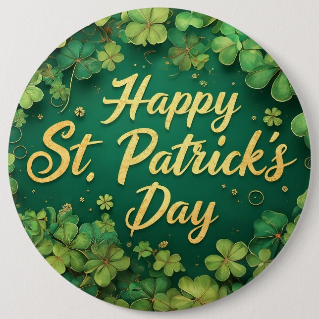 Happy St. Patrick’s Day Clover Design 6 Cm Round Badge (Front)