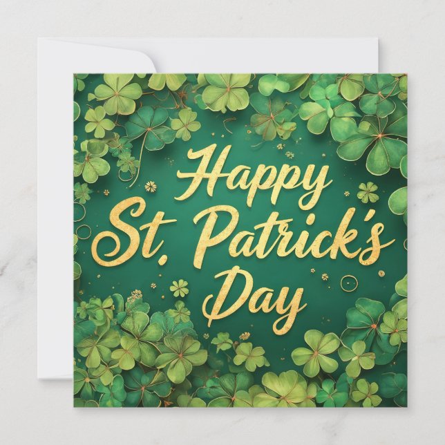 Happy St. Patrick’s Day Clover Design Card (Front)