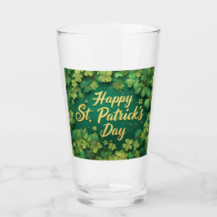Happy St. Patrick’s Day Clover Design Glass