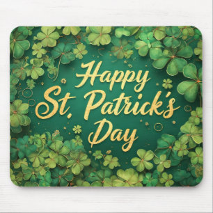 Happy St. Patrick’s Day Clover Design Mouse Pad